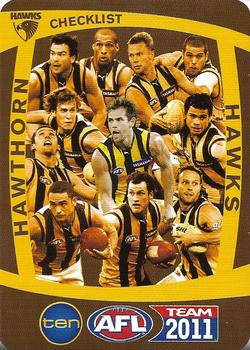 2011 Team Zone AFL Team - Team Checklists #NNO Hawthorn Hawks Front